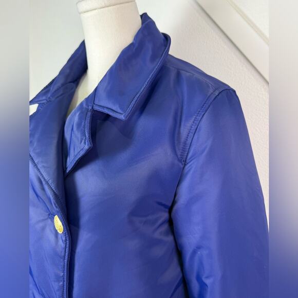 NWT J. Crew Peacoat Puffer Jacket In Lightweight Shiny Nylon Blue Size Small - Picture 5 of 12